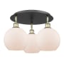 Innovations Lighting Athens 3 Light 20" Wide Flush Mount Ceiling Fixture Black Antique Brass / Matte White