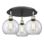 Innovations Lighting Athens 3 Light 20" Wide Flush Mount Ceiling Fixture Black Antique Brass / Clear