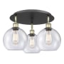 Innovations Lighting Athens 3 Light 20" Wide Flush Mount Ceiling Fixture Black Antique Brass / Seedy