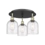 Innovations Lighting Bella 3 Light 18" Wide Flush Mount Ceiling Fixture Black Antique Brass / Seedy