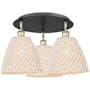 Innovations Lighting Bristol Natural 3 Light 21" Wide Semi-Flush Ceiling Fixture Black Antique Brass / Natural