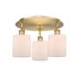 Innovations Lighting Cobbleskill 3 Light 18" Wide Flush Mount Ceiling Fixture Brushed Brass / Matte White