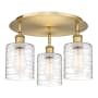 Innovations Lighting Cobbleskill 3 Light 18" Wide Flush Mount Ceiling Fixture Brushed Brass / Deco Swirl