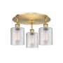 Innovations Lighting Cobbleskill 3 Light 18" Wide Flush Mount Ceiling Fixture Brushed Brass / Clear