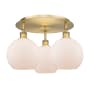 Innovations Lighting Athens 3 Light 20" Wide Flush Mount Ceiling Fixture Brushed Brass / Matte White