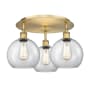 Innovations Lighting Athens 3 Light 20" Wide Flush Mount Ceiling Fixture Brushed Brass / Clear