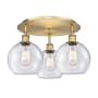 Innovations Lighting Athens 3 Light 20" Wide Flush Mount Ceiling Fixture Brushed Brass / Seedy