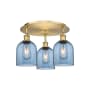 Innovations Lighting Bella 3 Light 18" Wide Flush Mount Ceiling Fixture Brushed Brass / Princess Blue