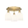 Innovations Lighting Bella 3 Light 18" Wide Flush Mount Ceiling Fixture Brushed Brass / Gloss White