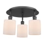 Innovations Lighting Cobbleskill 3 Light 18" Wide Flush Mount Ceiling Fixture Matte Black / Matte White