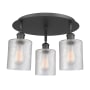 Innovations Lighting Cobbleskill 3 Light 18" Wide Flush Mount Ceiling Fixture Matte Black / Clear