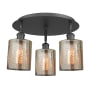 Innovations Lighting Cobbleskill 3 Light 18" Wide Flush Mount Ceiling Fixture Matte Black / Mercury
