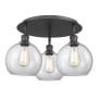 Innovations Lighting Athens 3 Light 20" Wide Flush Mount Ceiling Fixture Matte Black / Clear