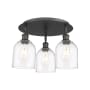 Innovations Lighting Bella 3 Light 18" Wide Flush Mount Ceiling Fixture Matte Black / Clear