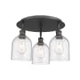 Innovations Lighting Bella 3 Light 18" Wide Flush Mount Ceiling Fixture Matte Black / Seedy