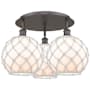 Innovations Lighting Farmhouse Rope 3 Light 22" Wide Semi-Flush Ceiling Fixture Oil Rubbed Bronze / White Glass with White Rope