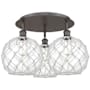 Innovations Lighting Farmhouse Rope 3 Light 22" Wide Semi-Flush Ceiling Fixture Oil Rubbed Bronze / Clear Glass with White Rope