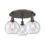 Innovations Lighting Athens 3 Light 20" Wide Flush Mount Ceiling Fixture Oil Rubbed Bronze / Seedy