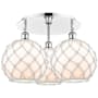 Innovations Lighting Farmhouse Rope 3 Light 22" Wide Semi-Flush Ceiling Fixture Polished Chrome / White Glass with White Rope