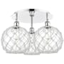 Innovations Lighting Farmhouse Rope 3 Light 22" Wide Semi-Flush Ceiling Fixture Polished Chrome / Clear Glass with White Rope