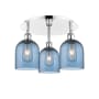 Innovations Lighting Bella 3 Light 18" Wide Flush Mount Ceiling Fixture Polished Chrome / Princess Blue