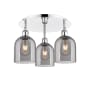 Innovations Lighting Bella 3 Light 18" Wide Flush Mount Ceiling Fixture Polished Chrome / Light Smoke
