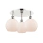 Innovations Lighting Athens 3 Light 20" Wide Flush Mount Ceiling Fixture Polished Nickel / Matte White