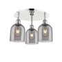 Innovations Lighting Bella 3 Light 18" Wide Flush Mount Ceiling Fixture Polished Nickel / Light Smoke