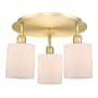 Innovations Lighting Cobbleskill 3 Light 18" Wide Flush Mount Ceiling Fixture Satin Gold / Matte White