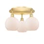 Innovations Lighting Athens 3 Light 20" Wide Flush Mount Ceiling Fixture Satin Gold / Matte White