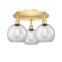 Innovations Lighting Athens 3 Light 20" Wide Flush Mount Ceiling Fixture Satin Gold / Clear