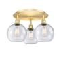 Innovations Lighting Athens 3 Light 20" Wide Flush Mount Ceiling Fixture Satin Gold / Seedy