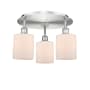 Innovations Lighting Cobbleskill 3 Light 18" Wide Flush Mount Ceiling Fixture Satin Nickel / Matte White