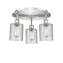Innovations Lighting Cobbleskill 3 Light 18" Wide Flush Mount Ceiling Fixture Satin Nickel / Clear