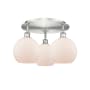 Innovations Lighting Athens 3 Light 20" Wide Flush Mount Ceiling Fixture Satin Nickel / Matte White