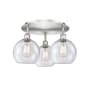 Innovations Lighting Athens 3 Light 20" Wide Flush Mount Ceiling Fixture Satin Nickel / Seedy