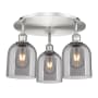 Innovations Lighting Bella 3 Light 18" Wide Flush Mount Ceiling Fixture Satin Nickel / Light Smoke