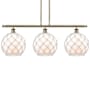 Innovations Lighting Farmhouse Rope 3 Light 37" Wide Linear Pendant Antique Brass / White Glass with White Rope