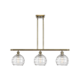 Innovations Lighting Athens 3 Light 36" Wide Linear Pendant Antique Brass / Clear Deco Swirl