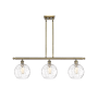 Innovations Lighting Athens 3 Light 36" Wide Linear Pendant Antique Brass / Clear Water Glass