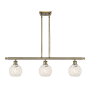 Innovations Lighting White Mouchette 3 Light 36" Wide Pendant Antique Brass / White Mouchette