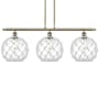 Innovations Lighting Farmhouse Rope 3 Light 37" Wide Linear Pendant Antique Brass / Clear Glass with White Rope