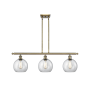 Innovations Lighting Athens 3 Light 36" Wide Linear Pendant Antique Brass / Clear