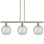 Innovations Lighting Farmhouse Rope 3 Light 36" Wide Linear Pendant Antique Brass / Clear Glass with White Rope