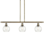 Innovations Lighting Athens 3 Light 36" Wide Linear Pendant with Shade Antique Brass / Seedy