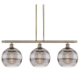 Innovations Lighting Rochester 3 Light 37" Wide Linear Pendant Antique Brass / Light Smoke
