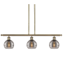 Innovations Lighting Rochester 3 Light 36" Wide Linear Pendant Antique Brass / Light Smoke