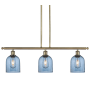 Innovations Lighting Bella 3 Light 36" Wide Linear Pendant Antique Brass / Princess Blue