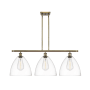 Innovations Lighting Bristol 3 Light 39" Wide Linear Pendant Antique Brass / Clear