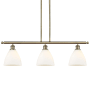 Innovations Lighting Bristol Glass 3 Light 36" Wide Linear Pendant with Shades Antique Brass / Matte White